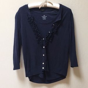Talbots Ruffled Cotton Cardigan Twin Set